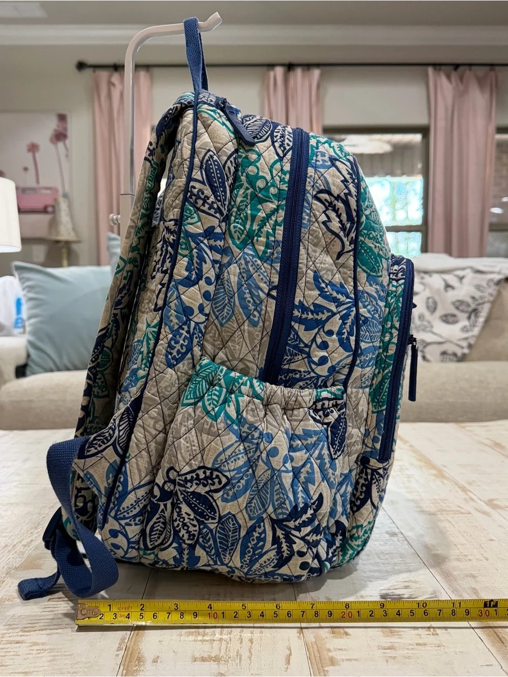 Vera Bradley Backpack Campus Tech Santiago Blue, Teal & Cream Floral Laptop Bag